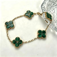 Bracelets en argent sterling S925 plaqué or avec nacre et trèfle à quatre feuilles, bijoux Pulsera Plata 925, demander le catalogue Van Cleef