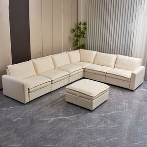 أريكة زاوية قماشية معيارية بتصميم بسيط لغرفة المعيشة، مجموعة أرائك حديثة قابلة للتحويل مع خاصية الاسترخاء الكهربائي ومساحة تخزين - Product Image 2