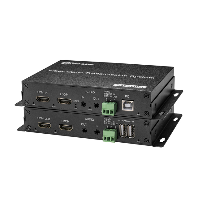 HD-MI to Fiber Optic Converter 4K@60Hz 10Km HD-MI KVM Extender with Loop Out Mouse Over SFP Optic Fiber Cable