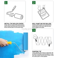 Rouleau à poils longs thermocollés bleu et gris de 9 pouces, outil de peinture murale intérieure et extérieure pour la décoration des festivals