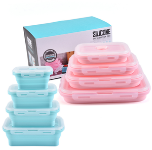 <b>Microwavable</b> Oven Safe of 4 Silicone Food Storage Containers Collapsible <b>Lunch</b> <b>Box</b> Set - Product Image 6