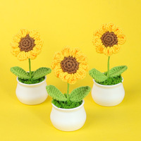 Offre Spéciale fait à la main Crochet tournesol petite plante en pot ornement fini fil transfrontalier pour bureau Table à manger Graduation