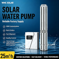 Système de pompe solaire submersible MPPT à impulsionneur en acier inoxydable pour puits, levage d'eau agricole, débit 25m³/h, hauteur de refoulement 26m, économe en énergie