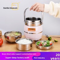 Yolecen Boîte à lunch isotherme portable à trois niveaux en acier inoxydable grande capacité avec couvercle pour le bureau - Commerce transfrontalier