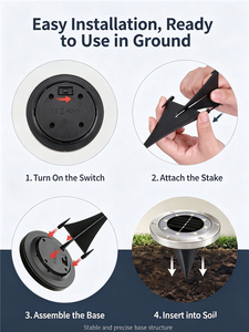 Stainless Steel Solar Inground Lights Buried LED Solar Ground Lights Outdoor Waterproof for Lawn Garden Path Landscape Lighting - Product Image 3