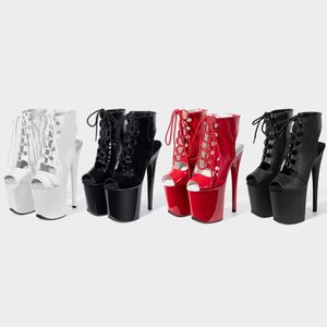 Vente en gros usine : Bottines à lacets de 20 cm, talons ouverts, sexy, <span class=keywords><strong>pour</strong></span> pole dance, style gladiateur, plateforme ajourée, tige en PU, semelle en <span class=keywords><strong>bois</strong></span> - Product Image 5