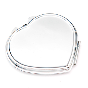 Silver Electroplated Shaped <b>Compact</b> Metal Folding Double-Sided 2x Magnification Pocket Makeup <b>Mirror</b> Daily Use Customizable - Product Image 2