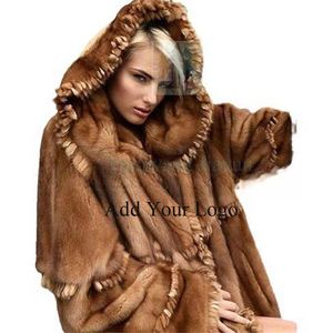 Parka Dài Phụ Nữ Bất Rex Thỏ Áo Khoác Lông Thú Với Gấu Trúc Cắt Lông Hoodies Unisex Mùa Đông Mui Xe Áo Khoác Cho Phụ Nữ - Product Image 5