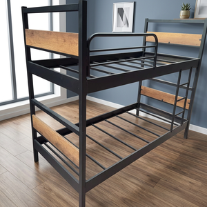 <b>Double</b>-deck Metal Bunk <b>Bed</b>, with Solid Wood Details, Suitable for Home, Hotel and Dormitory Use European - Product Image 3