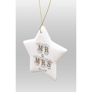 Mr and Mrs est 2026 <b>Snowflake</b> Porcelain Keepsake Ornament For Winter Gift And Holiday Hanging <b>Decoration</b> - Product Image 4