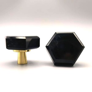 黄铜水晶拉手，适用于橱柜抽屉和衣柜门，复古风格 - Product Image 4