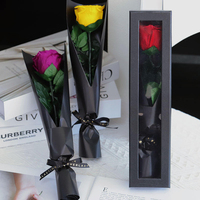 Ewige Handgemachte Einzelne Konservierte Rose im Geschenkbox - Unvergängliches Blumengeschenk für Valentinstag, Muttertag, Weihnachten und Neujahr