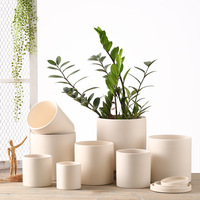 Pot de fleurs en céramique cylindrique fantaisie de haute qualité pour la décoration de la maison et du jardin, disponible en 3, 4, 5, 6, 7 et 8 pouces