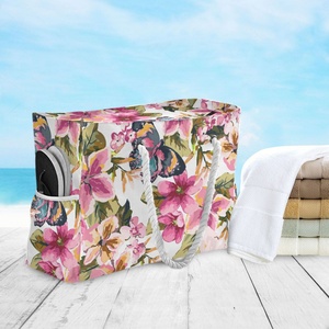 Wholesale High Quality Flower Design <b>Beach</b> <b>Bag</b> Summer Cotton Shoulder <b>Bag</b> for Women - Product Image 5