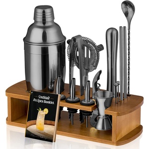 Camol Factory Ensemble <span class=keywords><strong>de</strong></span> 17 shakers à <span class=keywords><strong>cocktail</strong></span> avec logo personnalisé mixologie pour barman Kit <span class=keywords><strong>de</strong></span> barman en acier inoxydable avec support et <span class=keywords><strong>livre</strong></span> - Product Image 5