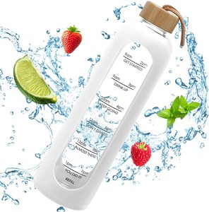 Cá nhân hoá biểu tượng tùy chỉnh công suất lớn 1000ml Borosilicate chai nước thủy tinh với Silicone tay áo BPA <span class=keywords><strong>free</strong></span> Leak-proof thực phẩm an toàn - Product Image 3