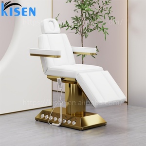 Kisen Luxury <b>Electric</b> Salon Massage <b>Table</b> Gold Base Foot Control Adjustable Beauty Lash Facial Bed Chair Remote Hotel Use - Product Image 4