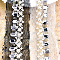 Perles à motif en strass de cristal Gillian, rondes à 12 facettes, chaîne en dentelle pour vêtement, à coudre, à dos plat, thermocollantes