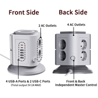 Multiprise de table 6 prises 4 USB 2 ports Type-C Protection contre les surtensions Câble de 1,8 m 10A 250V/110V Installation facile Maison