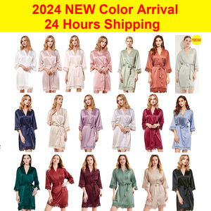 FUNG 3031 Muestra gratis Bata de satén Seda Nupcial Dama DE HONOR Regalo OEM Baño liso de alta calidad con ribete de encaje - Product Image 2