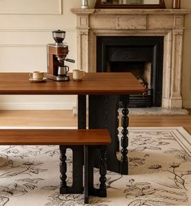Nuevo Juego de Mesa de Comedor de Madera Maciza Retro con Banco y 2 Sillas para el Hogar, Cocina, Comedor - Product Image 2