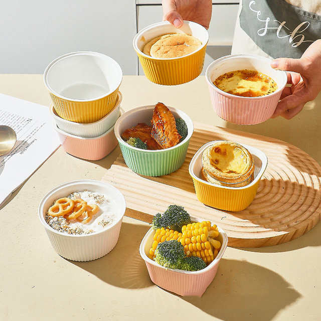 210ml Newest Square Colorful Ramekin Creme Brulee Porcelain Soufflé Ramekins