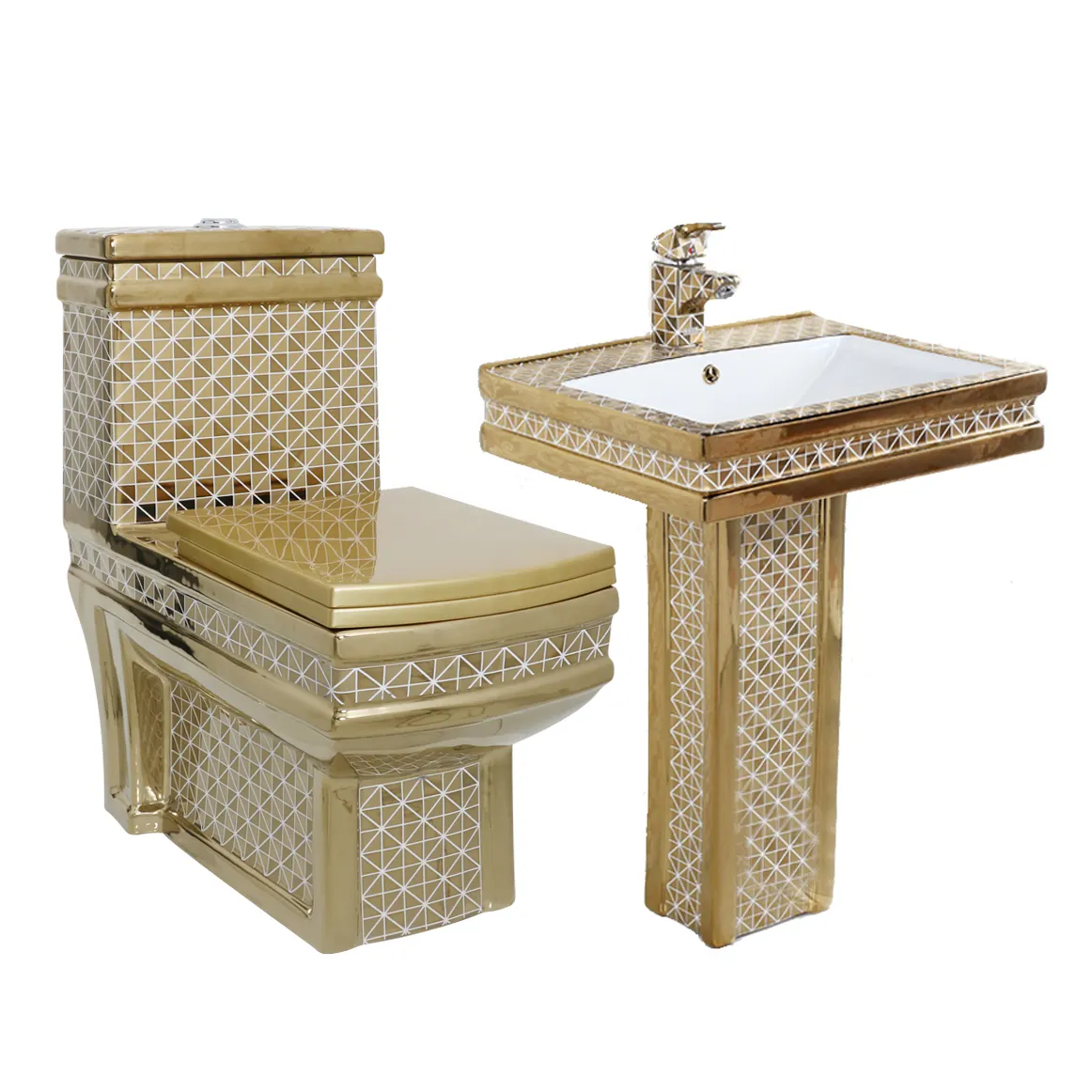 Royal Style Großhandel Bad Luxus Gold Wasser klosett vergoldet Sanitär artikel Toiletten schüssel ein Stück Keramik WC WC-Set
