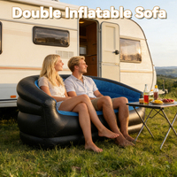 Canapé gonflable double robuste, pliable, portable, imperméable, en PVC floqué, design moderne, pour intérieur/extérieur, camping