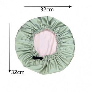 Gorro de satén impermeable de doble capa ajustable para dormir, ideal para cabello rizado natural. - Product Image 2
