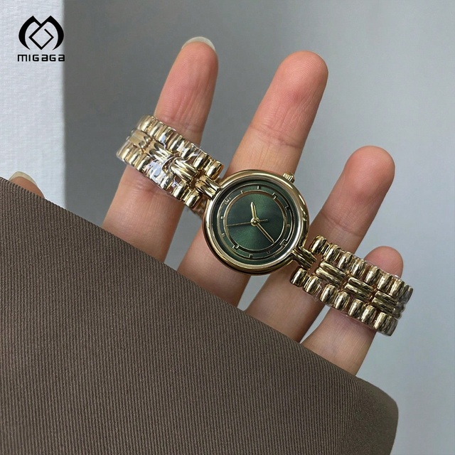 New Fashionable Vintage Retro Round Stainless Steel Sapphire Crystal Luxury Quartz Women's Watch with Pointer Dial