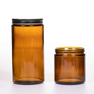 Pot droit en verre ambré de 16 oz stocké 89-400 bocaux en verre squat à large <span class=keywords><strong>bouche</strong></span> pour <span class=keywords><strong>bain</strong></span> de bougie parfumée - Product Image 2