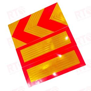 Grado comercial 195mm * 565mm logotipo personalizado rojo amarillo rectángulo Placa de marcado trasero pegatina Material reflectante vinilo para camión - Product Image 1
