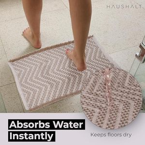 CF <strong>Brown</strong> Weave Waffle <strong>Bath</strong> <strong>Mat</strong> Super Absorbent Non Slip <strong>Bath</strong> <strong>Mats</strong> for Bathroom Floor Machine Washable Bathroom Rugs with Tassels - Product Image 3