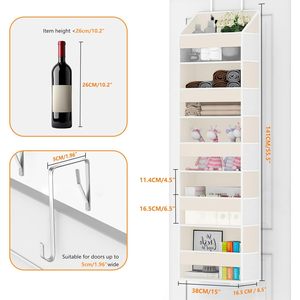 Organisateur de porte 33x15x85cm avec 5 poches et 10 compartiments en filet pour le rangement de la salle de bain et de la chambre - Product Image 3
