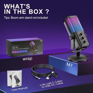 M7 Professional White RGB USB Condenser <b>Microphone</b> Desktop Gaming <b>Microphone</b> with Mute <b>for</b> Studio Recording Streaming - Product Image 6