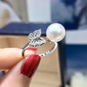 R083批发925纯银养殖淡水魅力珍珠饰品最新珍珠戒指设计女性