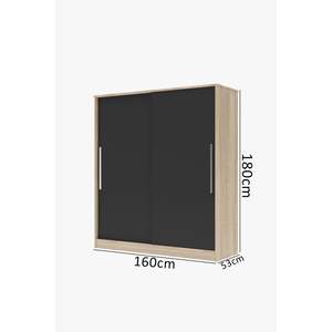 Armario Moderno Zambak Gris Oscuro de 2 Puertas Corredizas con 11 Estantes y 2 Cajones, Diseño Plegable para Dormitorios o Apartamentos Pequeños - Product Image 3