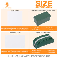 Étui à lunettes en PU à grain croisé avec fermeture éclair, coffret cadeau complet, chiffon en microfibre, carte vierge, logo personnalisé, vente en gros