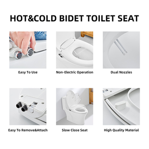 Asiento de <span class=keywords><strong>inodoro</strong></span> bidé alargado personalizado sin electricidad con agua fría/caliente, doble boquilla, autolimpieza automática, cuidado posparto para baño - Product Image 4
