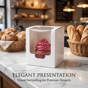 Boîtes à cupcakes en papier à livraison rapide avec insert et fenêtre, emballage alimentaire sûr pour desserts et pâtisseries, idéal pour les anniversaires, les mariages et les fêtes. - Product Image 5