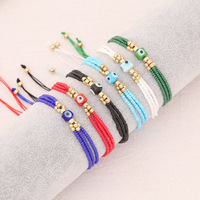 Bracelet Macramé Bohème en Perles de Rocaille avec Œil Turc, Bracelet Tressé en Perles de Rocaille Œil Maléfique pour Filles