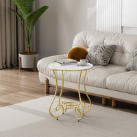 Petite table ronde en fer, table basse pour la maison, style luxe léger, table de chevet ronde simple, petite table ronde de style artistique pour balcon