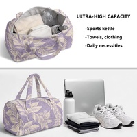 Tas Duffel Perjalanan Bermotif Bunga Musim Panas OEM dengan Ritsleting dan Pegangan untuk Perjalanan Akhir Pekan