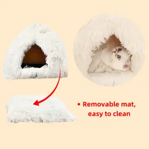 Kedi aksesuarları özel ekonomik tasarım üçgen Pet kış ev rahat sıcak kedi yatak