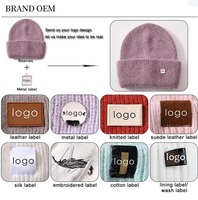 Bonnet tricoté à carreaux rétro bicolore avec logo personnalisé, bonnet d'hiver doux et extensible à revers, vente en gros