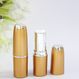 Tubo de Lápiz Labial Dorado, Estuche de Plástico Vacío con Tapa Plateada, Capacidad de 3-4 ml, Estampado Dorado y Serigrafía, Envase Cosmético - Product Image 1