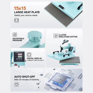 Máquina de prensado en caliente 8 en 1 de 15x15 pulgadas, vaso y camisetas de 30oz, herramienta de prensado versátil verde - Product Image 6