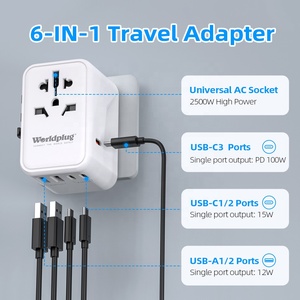 Worldplug Siêu Nhanh Phí 100W Gan Phổ <span class=keywords><strong>Adapter</strong></span> Sạc Du Lịch Cắm <span class=keywords><strong>Adapter</strong></span> Với Loại C - Product Image 3