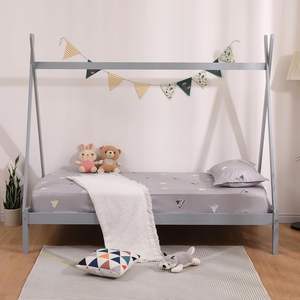 Tente <span class=keywords><strong>tipi</strong></span> en bois pour enfants Cadre de <span class=keywords><strong>lit</strong></span> simple <span class=keywords><strong>Lit</strong></span> en bois de pin (gris sans matelas) pour enfants - Product Image 4