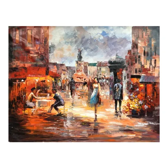 Free sample Wholesale Abstract Canvas Wall Art Famous Paris Street Scenery Handmade Knife Oil Painting